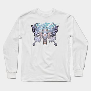 Deer Skull with Butterfly Wings Long Sleeve T-Shirt